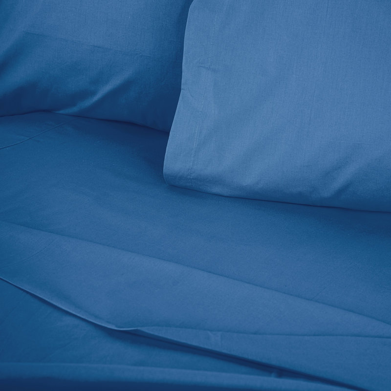 Premium Ranforce King Fitted Sheet, 78.7 x 78.7 + 11.8 inches | 100% Cotton, 155 Thread Count, Soft Blue Color | Machine Washable, Perfect for Luxurious Sleep Experience & Easy Care