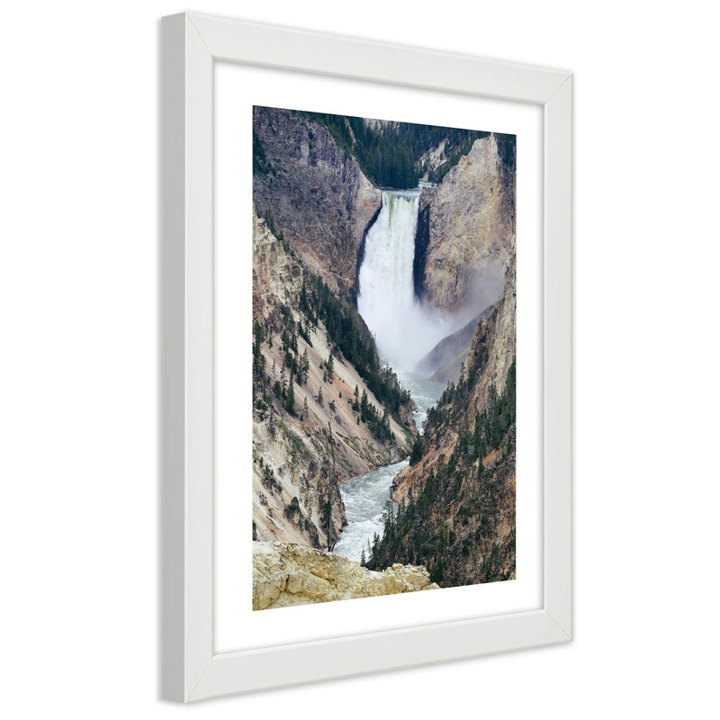 Waterfall - Single Picture Frame Print, White, 100cm H x 70cm W