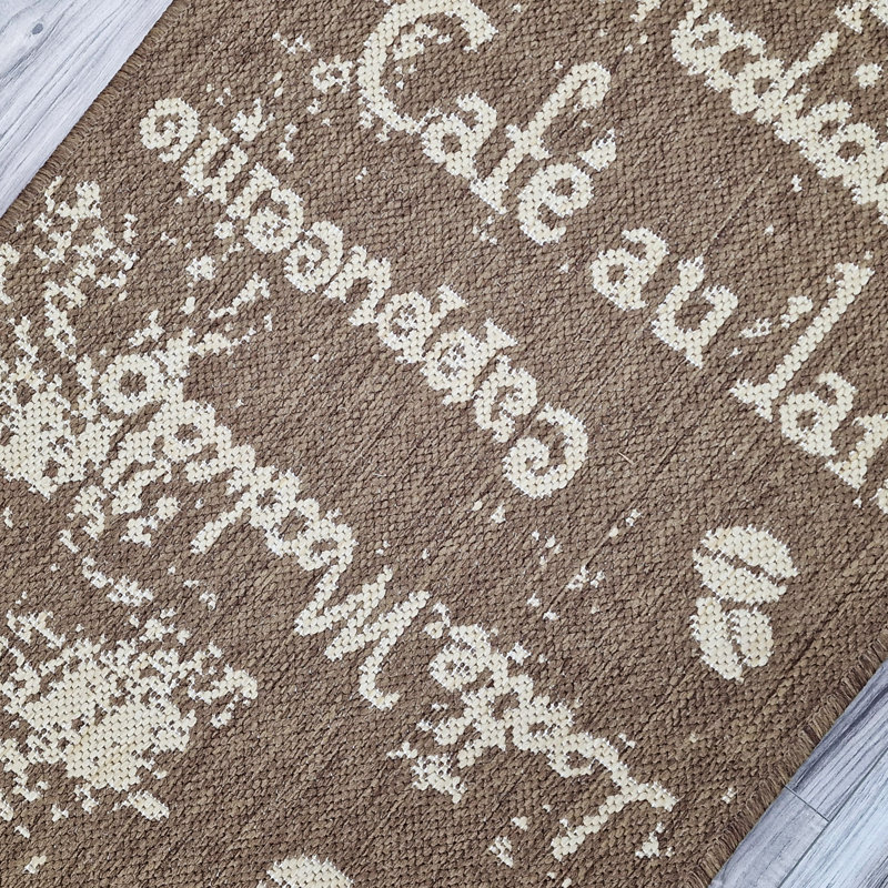 Non Slip Coffee Rug Flat Weave Kitchen Living Room Carpet, Rectangle 60 x 230 cm, Brown
