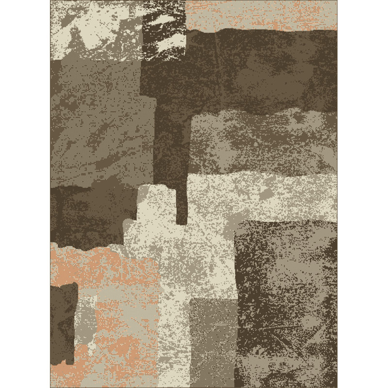 Tapis décoratif Touffeté gris/noir Griego, Rectangle 5 pi 2 po x 7 pi 5 po