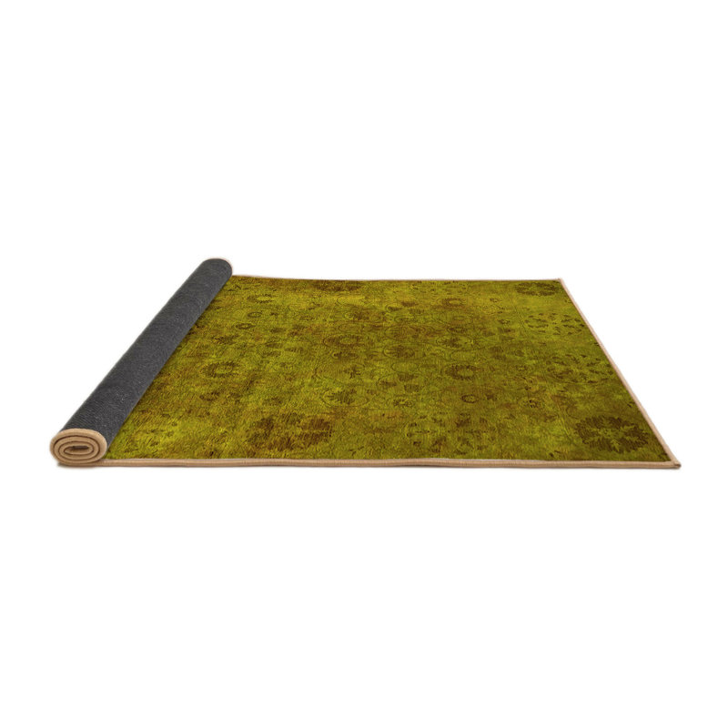 Tapis rond vert en laine / polyester tissé à la machine 6 pi Oriental