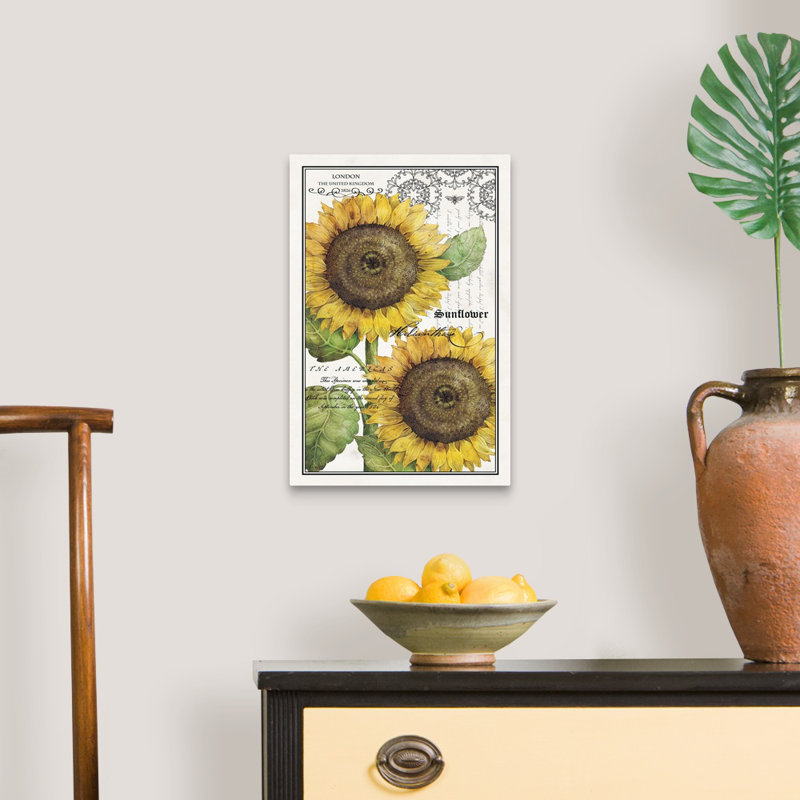 Art mural sur toile Botanical Sunflower, Toile tendue, H 12 po x l 18 po x P 1,25 po