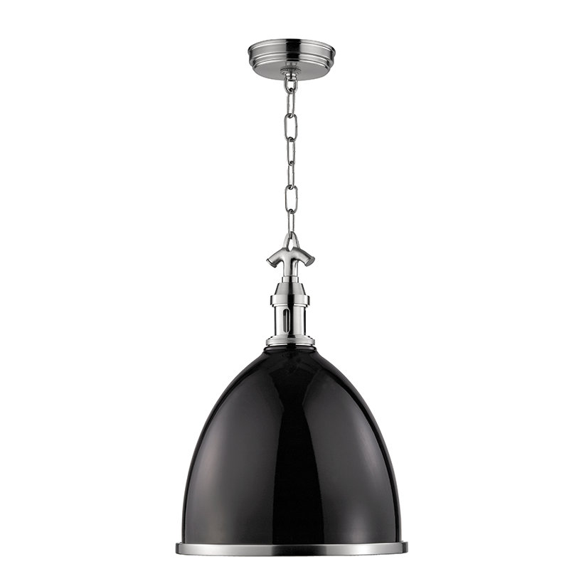 Viceroy 1 Light Pendant, Black/Polished Nickel, 17.75" H x 12.75" W x 12.75" D, Polished Nickel