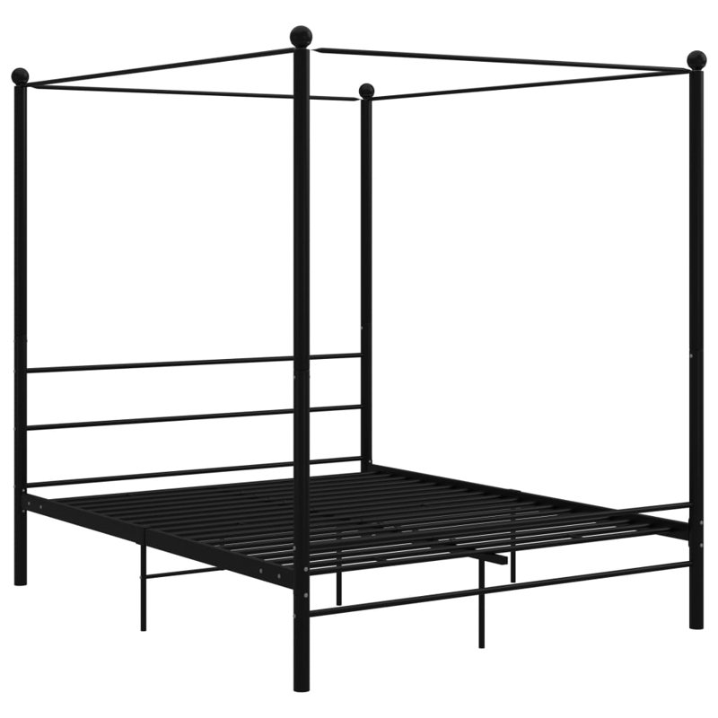 Azeezah Canopy Bed, Black, 160 x 200 cm