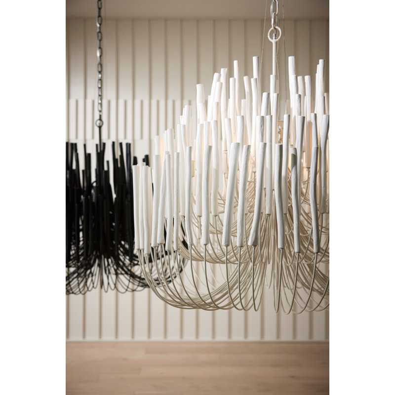 Tilda Chandelier, 38" H x 36" W x 36" D, Whitewash Stained Wood