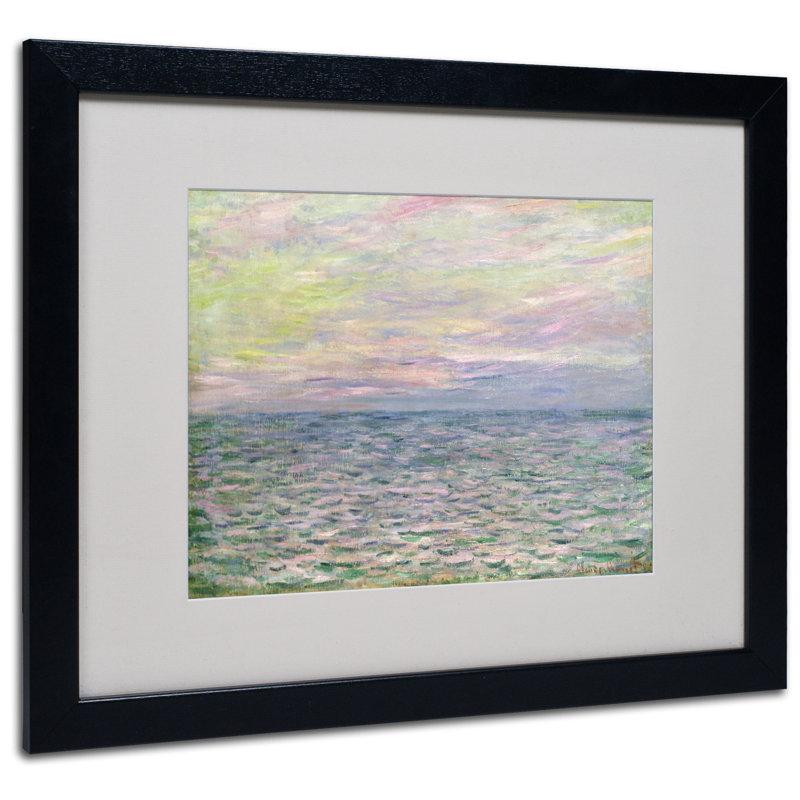 Coucher de soleil a pourvil par Claude Monet, reproduction d'art sur toile, H 16 po x l 20 po x P 0,5 po, Noir