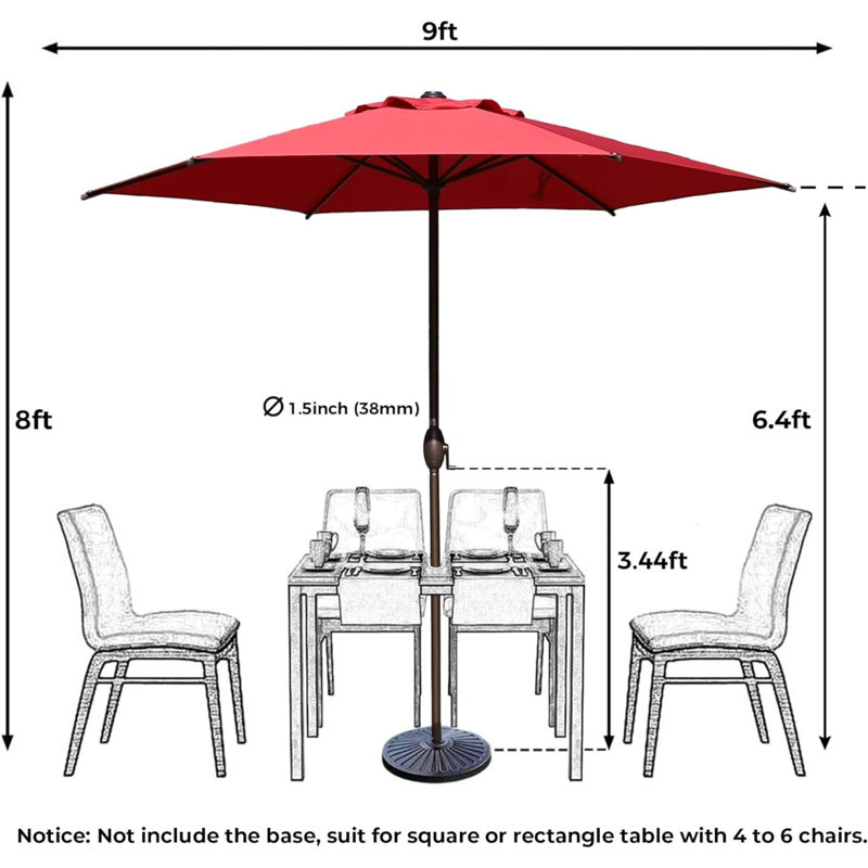Parasol de marché 4,00 po Jaquai, Rouge