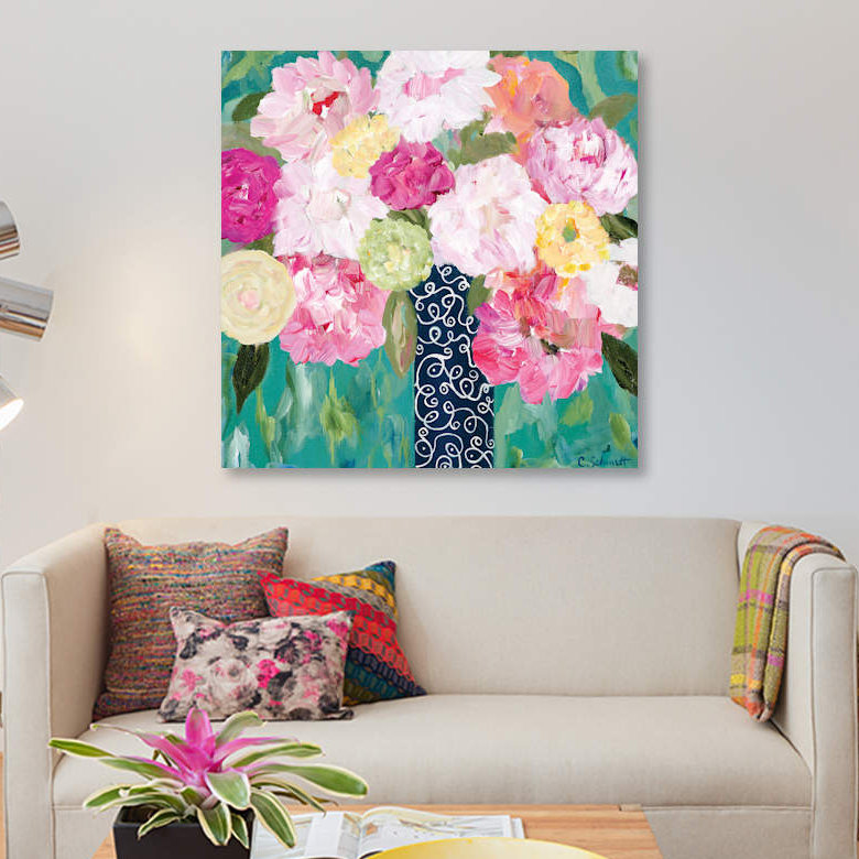 « botanique splash », impression sur toile, H 12 po x l 12 po x P 1,5 po, Toile tendue, Pas de tapis