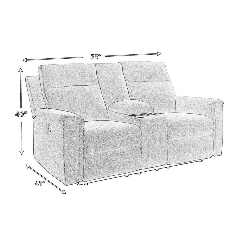 Doux 75'' Upholstered Power Reclining Loveseat, Light Gray