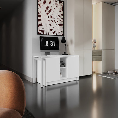 Rotable Desk For , 72 - Inch Spacious Work Surface, Adjustable Design, Built In Storage, White, Modern Style With Storage Compartments Or Home Office,