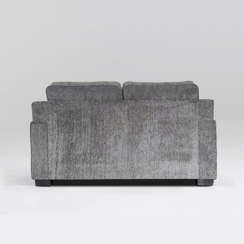 Ensemble de canapés fixes 2 pièces en tissu GRIS FONCÉ avec 8 coussins