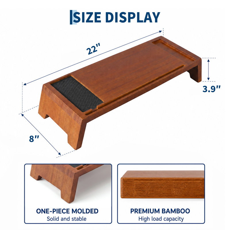Support surélevé en bambou pour écran d'ordinateur/ordinateur portable, tablette de bureau en bois