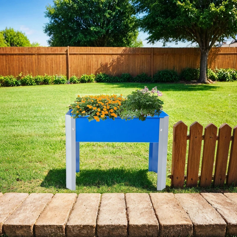Kheya Metal Planter Box, Blue/Gray