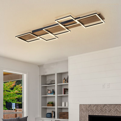 Farmhouse Rectangle Led Wood Flush Mount