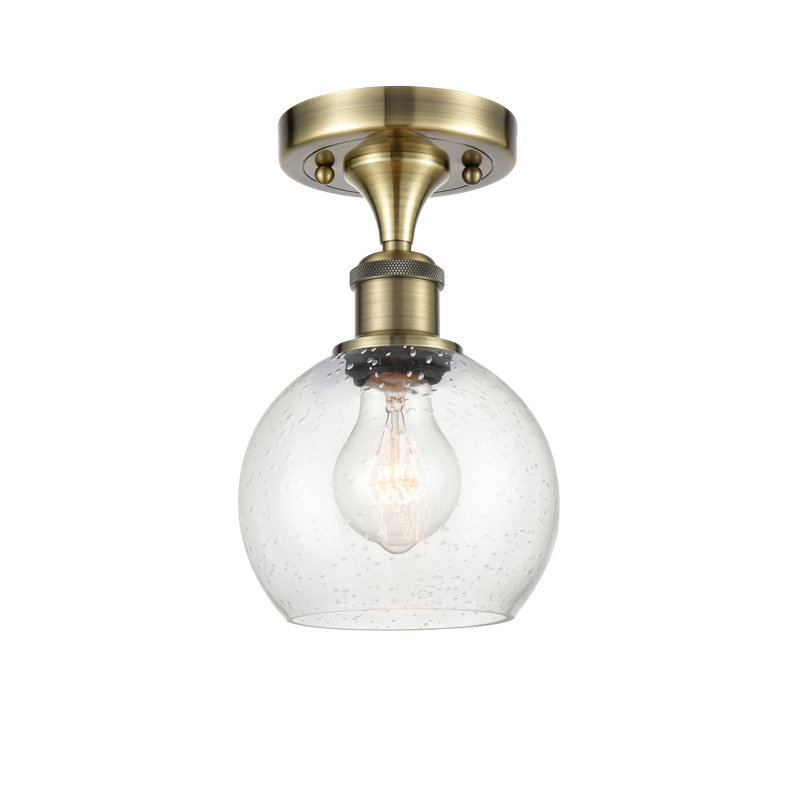 Plafonnier semi-encastré 1 lumière, Laiton antique, H 9,88 po x l 6 po x P 6 po, Ampoule non incluse