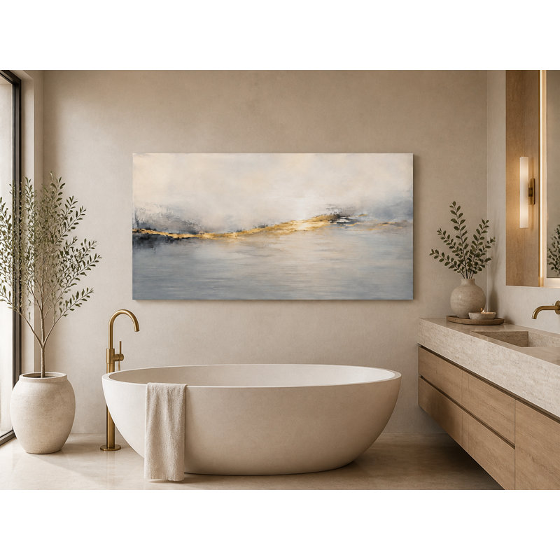 Art mural sur toile lumineux abstrait, H 27,5 po x l 55 po x P 1,5 po