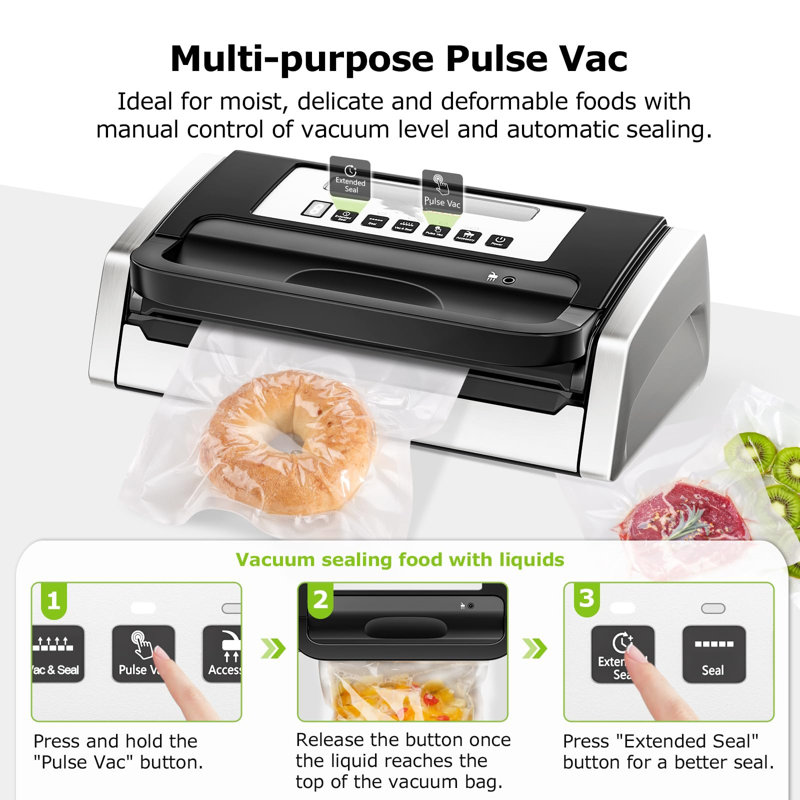 Black Stainless Steel High-Speed Vacuum Sealer with Built-In Cutter