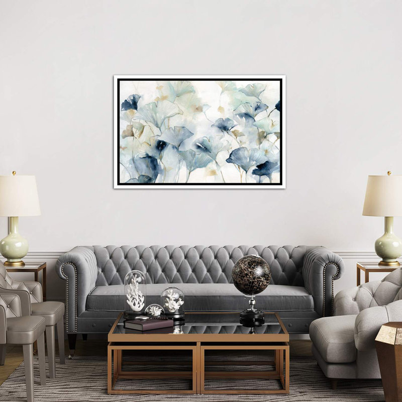 «Glorious Gingko» par Carol Robinson, reproduction d'art, H 26 po x l 40 po, Impression encadrée, Blanc