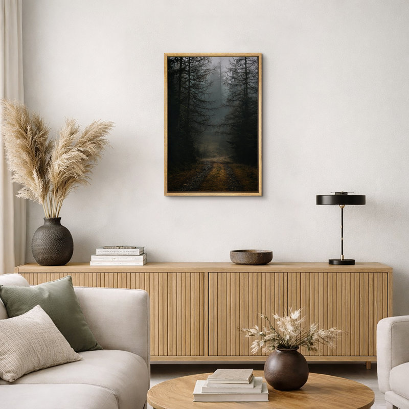 'Autumn Fall' Wall Art Print on Framed Canvas, Dark Forest, Cadre naturel flottant, H 36 po x l 24 po, Naturel