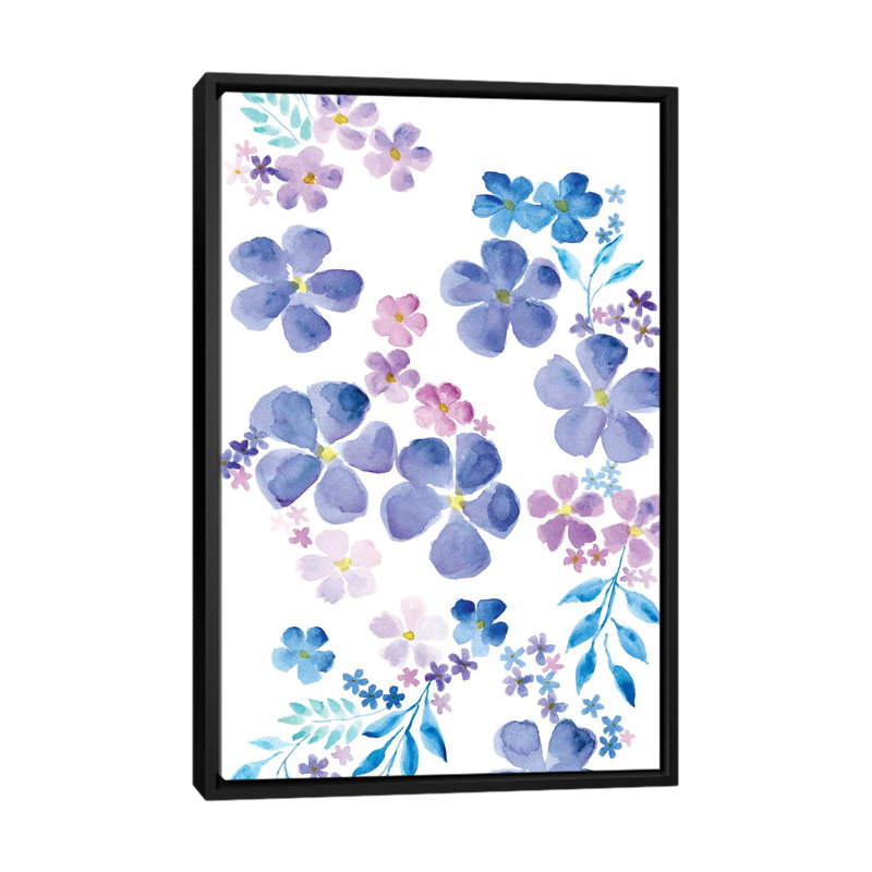 «Amethystine Blooms II», reproduction sur toile, H 60 po x l 40po x P 1,5 po, Toile avec cadre noir, Pas de tapis