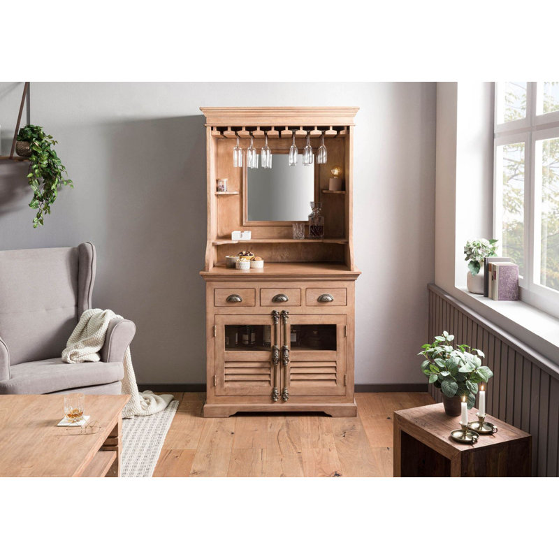 Toulouse 98cm Solid Wood Bar Cabinet, Beige Oiled