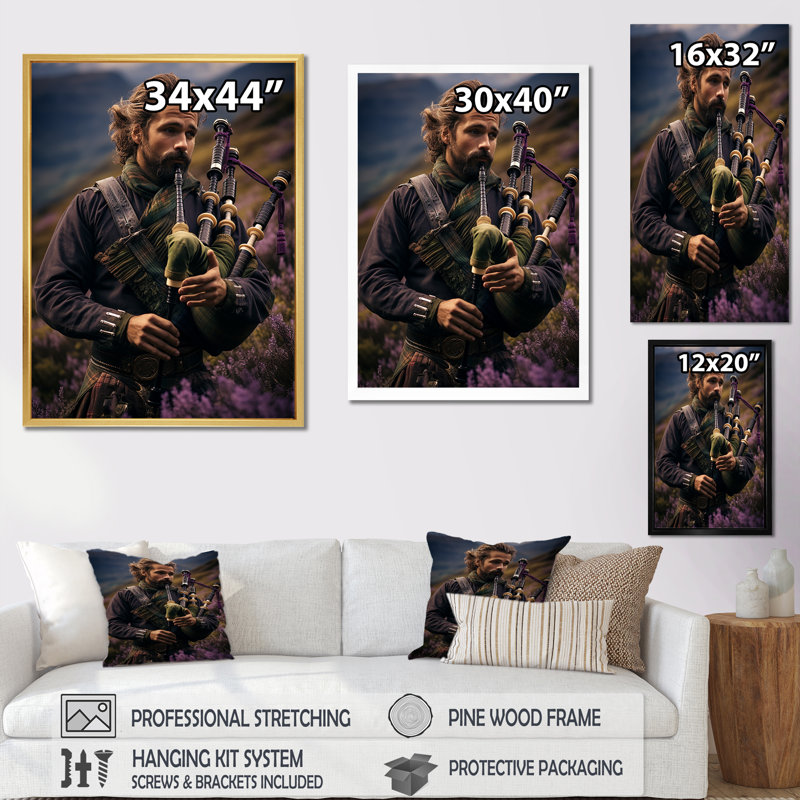 Écosse, cornemuse en Écosse I - musique, art mural, salon, Toile tendue, H 20 po x l 12 po x P 1 po