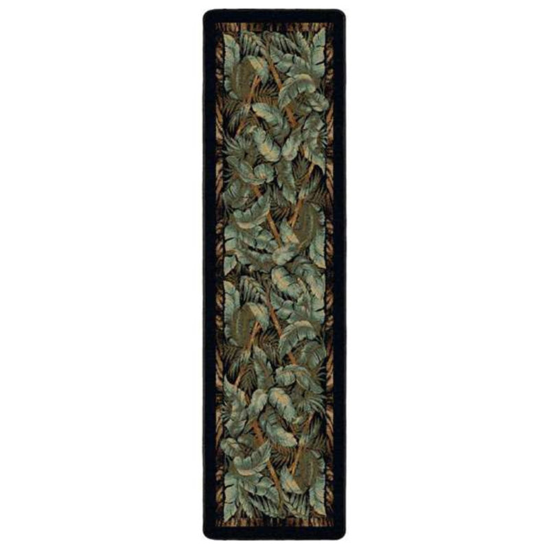Alminus Jungle Fever Ebony Floral Area Rug, Oval 5'4" x 7'8"