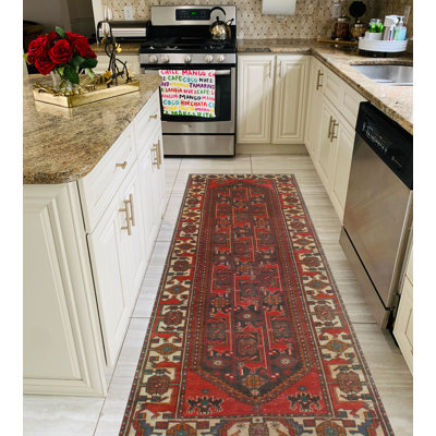 One-of-a-Kind 3'3" X 9'6" New Age Runner Wool Area Rug in Navy