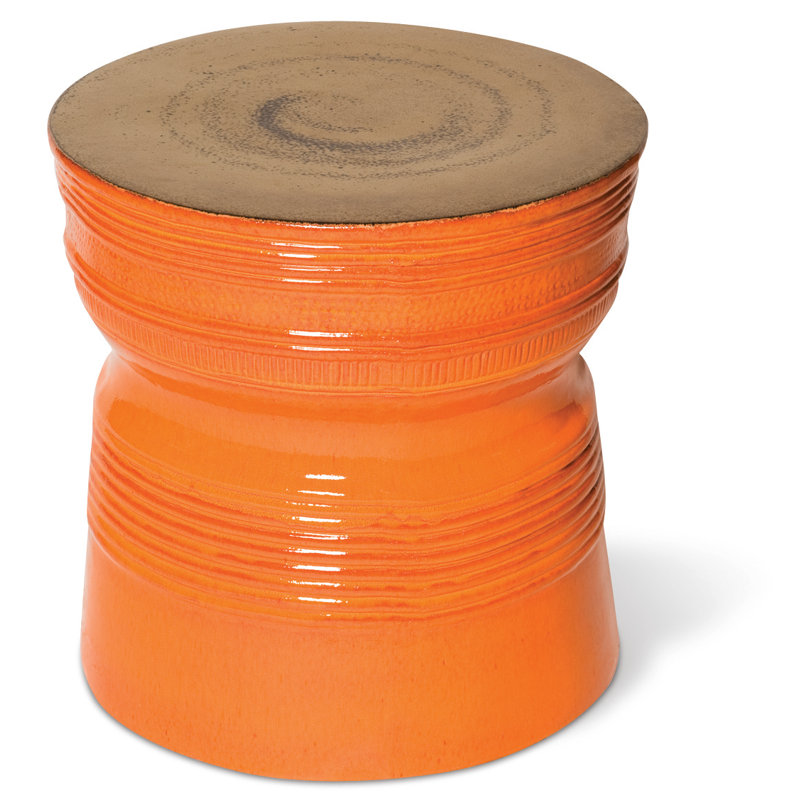 Table d'appoint en céramique Ancaris, Orange toscan, Métallique