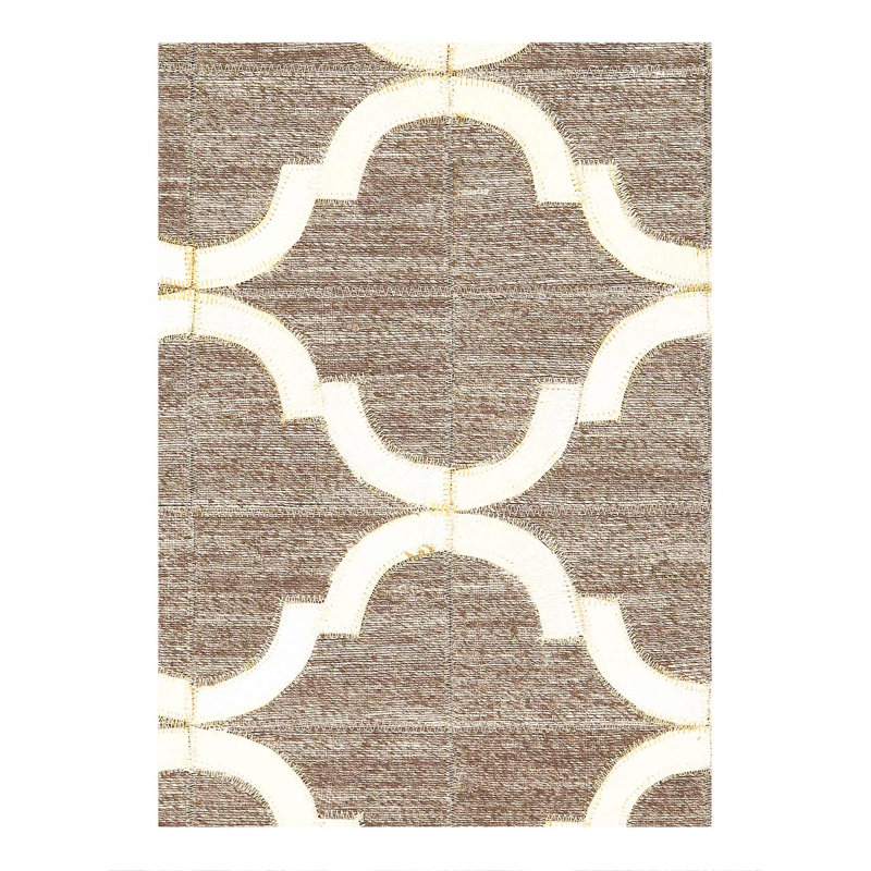 Échantillon de tapis beige moderne en peau de vache 2 pi x 2 pi