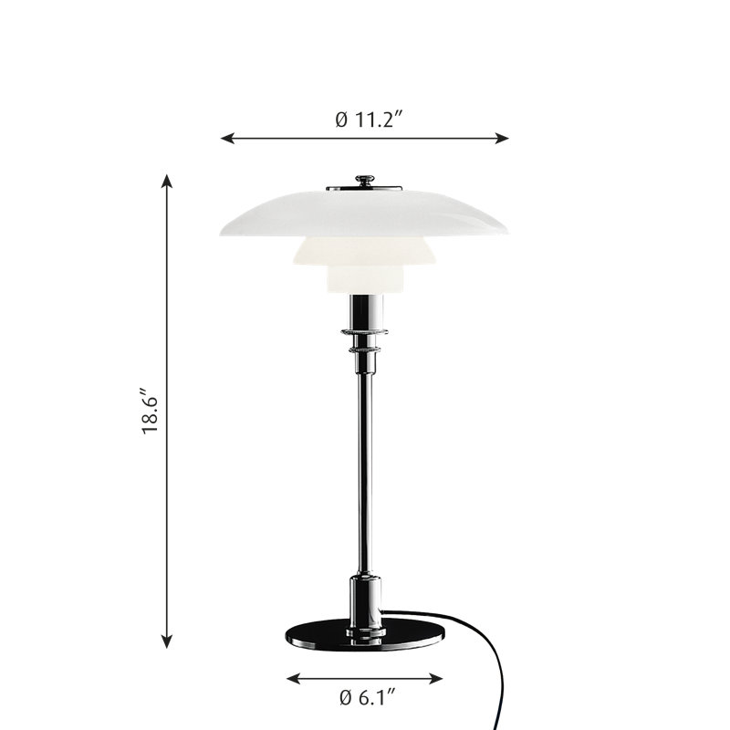 PH Table Lamp, 18.58" H x 11.22" W x 11.22" D , High Lustre Chrome Plated