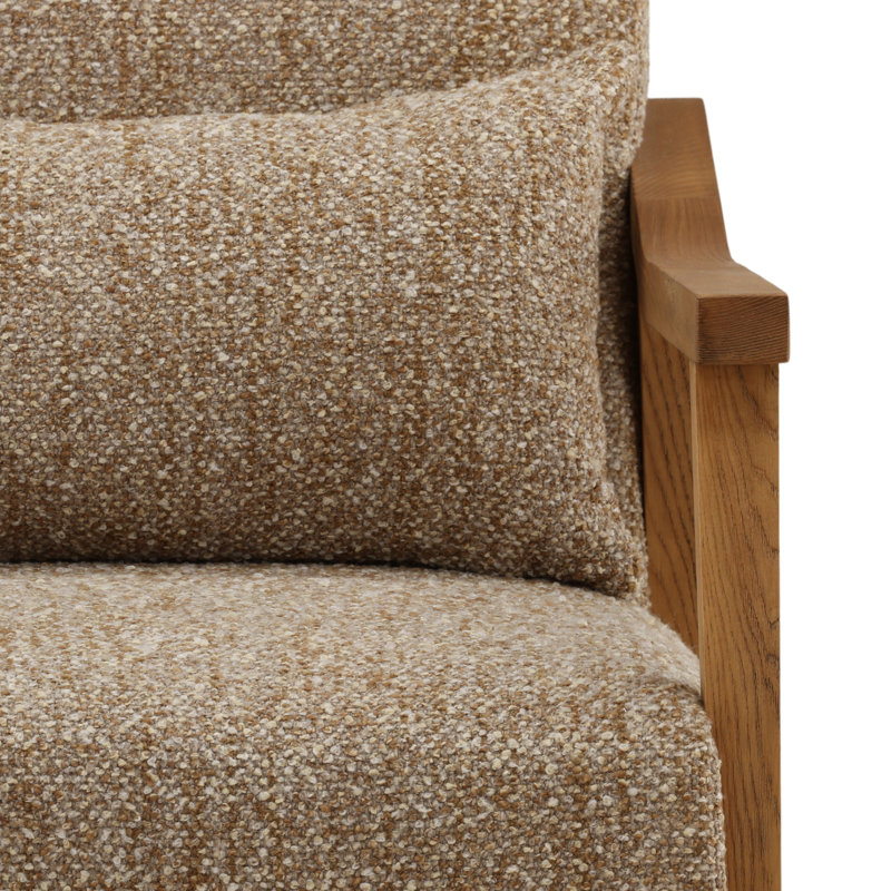 Makinna Rubberwood and Poly Velvet Upholstered Armchair, Brown Polyester Blend