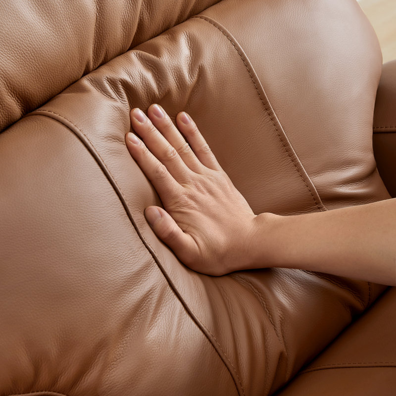 Fauteuil inclinable électrique double en cuir véritable Caritina, Selle de cuir
