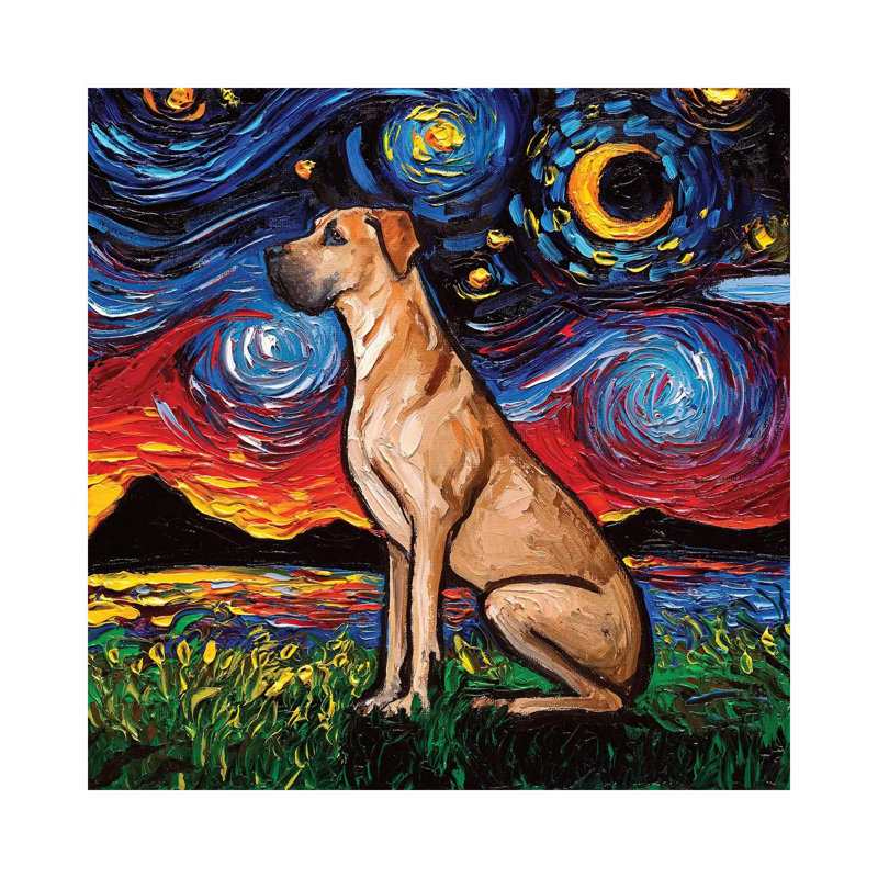 Fawn Great Dane Night by Aja Trier - Wrapped Canvas Print, 30.48 cm H x 30.48 cm W