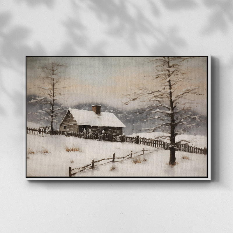 Paysage rétro - II, H 25 po x l 37 po x P 2 po, Toile avec cadre blanc