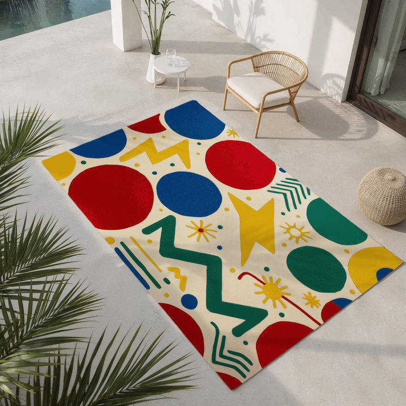 Retro Riff Indoor And Outdoor Area Rug, Rectangle 9' x 12'