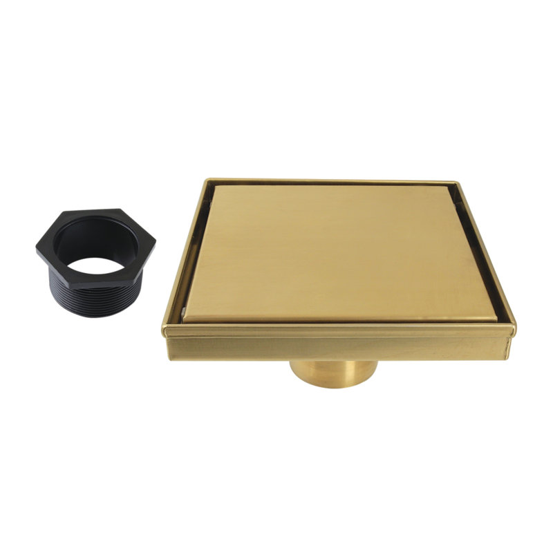 Kingston Brass Watercourse 6" Square Shower Drain, Laiton brossé
