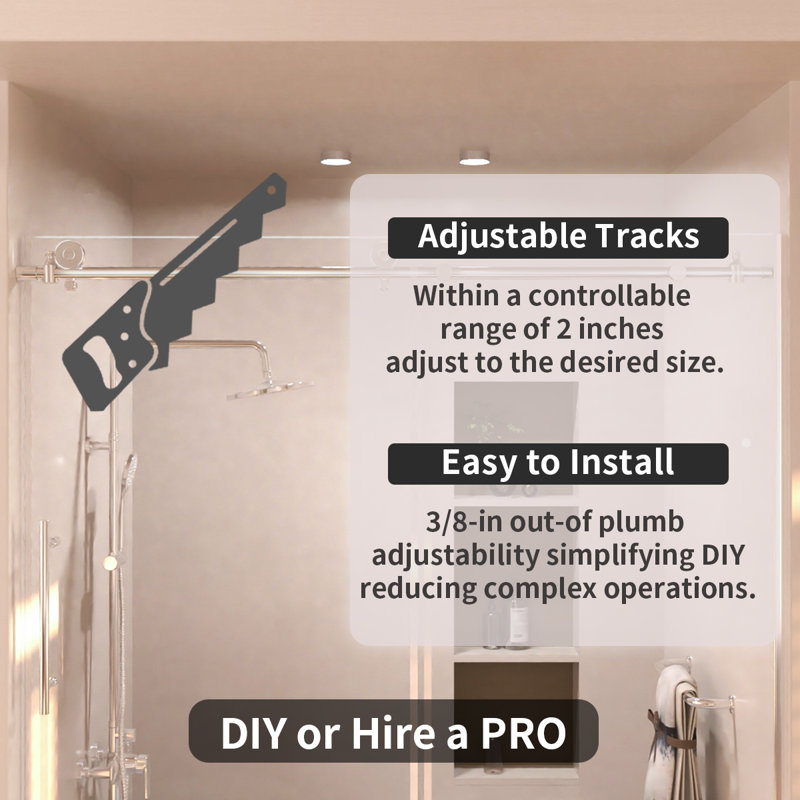 Porte de douche coulissante semi-sans cadre l 60 po x H 60 po au fini chrome, Chrome