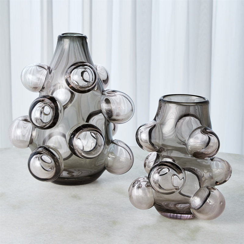 Bubbled Vase-Smoke Grey-Lg