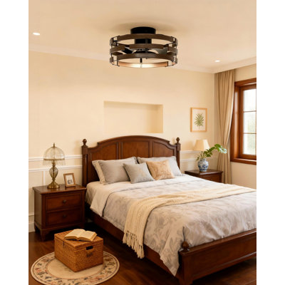 Ventilateur de plafond encastré de 20 po avec lumières, ventilateur de plafond en cage à profil bas avec télécommande