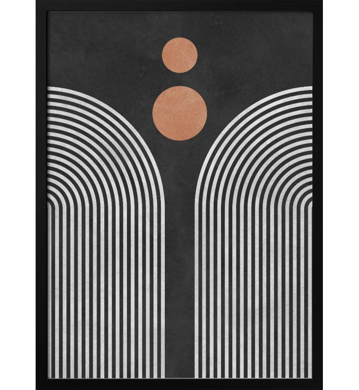 "Circles 3", art mural texturé encadré, H 48 po x l 36 po, Cadre noir