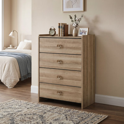 Grace Wood 4-Drawer Chest with Curved Pull Handle