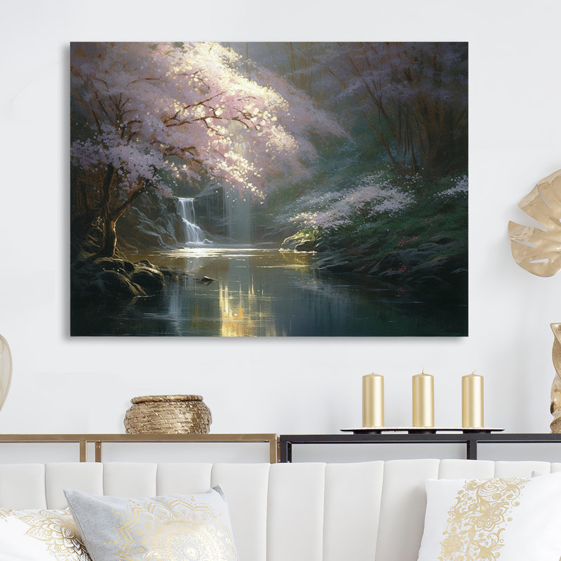 Décoration murale Cherry Blossom Stream II - Arbre cerisier en métal, H 12 po x l 20 po x P 1 po