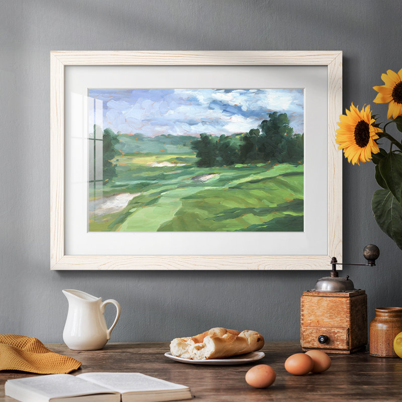 Étude de terrain de golf IV - Tableau encadré en verre, grand format, idéal pour le salon, Blanc