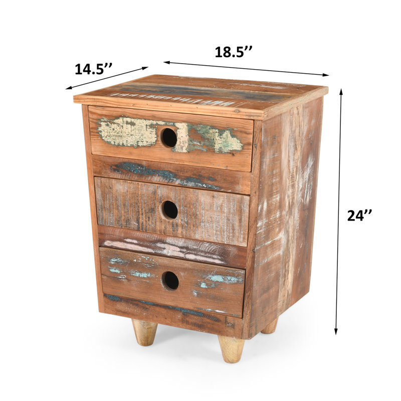 End Table, Nightstand, Side Table With 3 Drawers