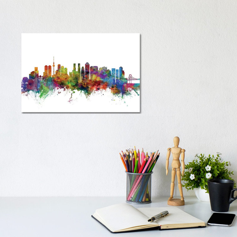 Tokyo, Japan Skyline by Michael Tompsett - 1 Piece Wrapped Canvas Wall Art, 20.32 cm H x 30.48 cm W