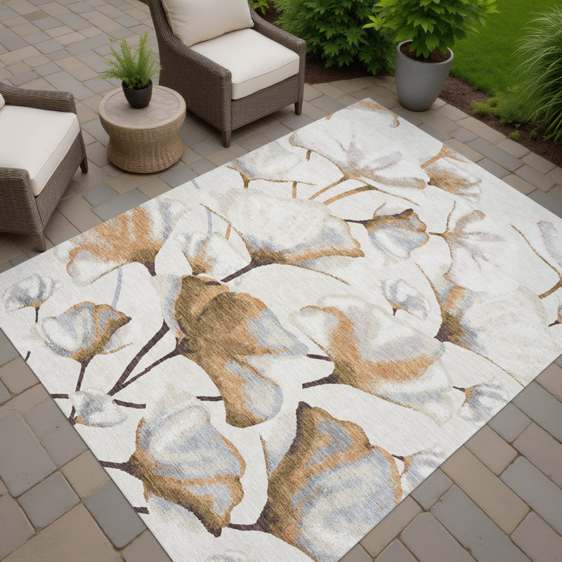 Machine Washable Indoor/Outdoor Chantille ACN2405 Botanical Rug, Rectangle 8' x 10'