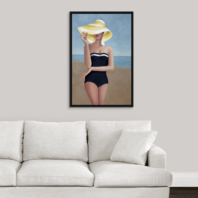« cozumelting », peinture sur toile, H 49,7 po x l 33,7 po x P 1,75 po, Cadre flottant noir