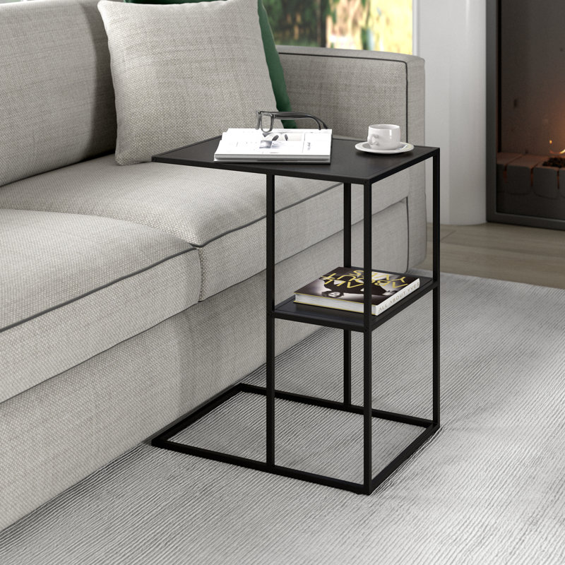 Anishia Steel Top End Table, Blackened Bronze