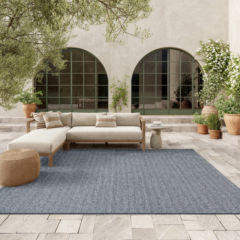  Tapis d'extérieur en denim 5 pi 3 po x 7 pi Tulum, Rectangle 5 pi 3 po x 7 pi, En jean